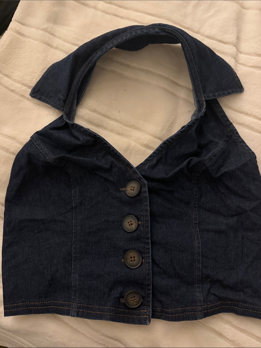 Dark Blue Denim Halter Top urban outfitters